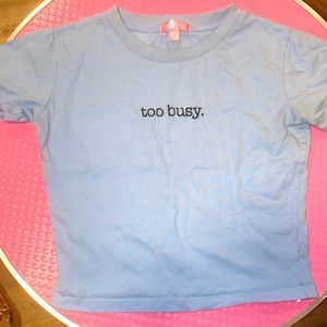 sugar thrillz “too busy” cropped baby tee
